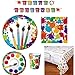 Art Party Supply Pack - includes Dinner and Dessert Plates, Cups, Napkins, Tablecover and Banner (16 Guests)
