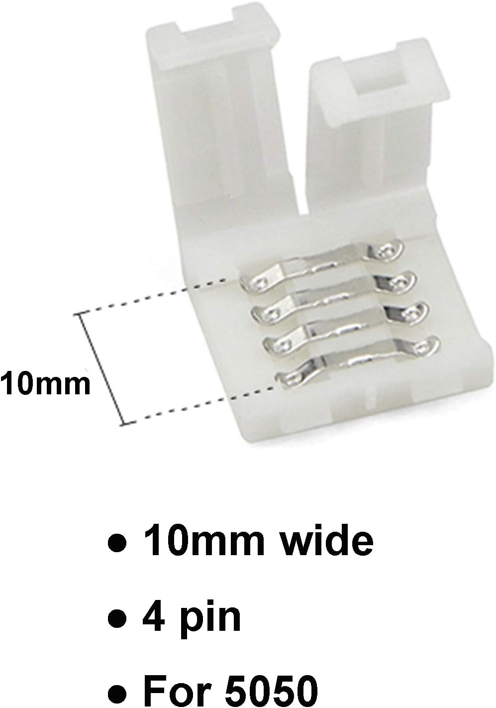 VIPMOON 20 Pack 4 Pin LED Strip Light Connectors for 10mm Wide SMD 5050 5630 RGB LED Strip Lights - Image 3