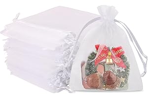 EdgeXcel 3x4 Organza Bags for Gift, Candy, Wedding Favors, Party, Small Goodie Bags, 120Pcs Bulk White Drawstring Mesh Bag for Jewelry Making Supplies