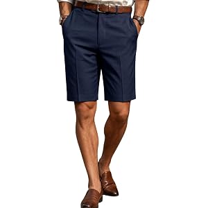 Mens Casual Shorts Classic Fit 7'' Inseam Pleated Front Dress Shorts Lightweight Summer Business Office Golf Short Pants