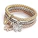 ISAACSONG.DESIGN Women Men Beaded Couple Bracelet, Stainless Steel Gold Bead Ball Stacking Elastic Bracelet Jewelry（2 pcs 6mm Gold Bead Bracelets Set）