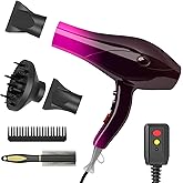 Ionic Hair Dryer,2400W Negative Ion Low Noise Hair Dryer Professional Fast Drying Hair Dryers with 2 Speeds, 3 Heat Settings, Cooling Button,with Diffuser for Curly and Straight Hair（Crimson Fade）