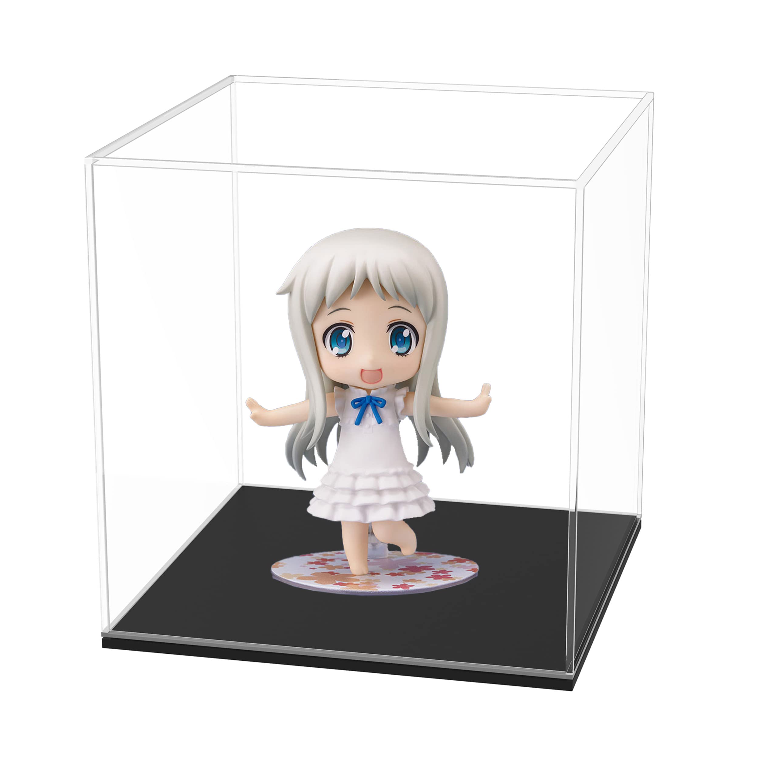 HOPEME Clear Acrylic Display Case with Black Acrylic Base, Simple Self-Assembly Dustproof Showcase, Cube Countertop Box for Collectibles, Home Organization (4 x 4 x 4 inch) — image 1