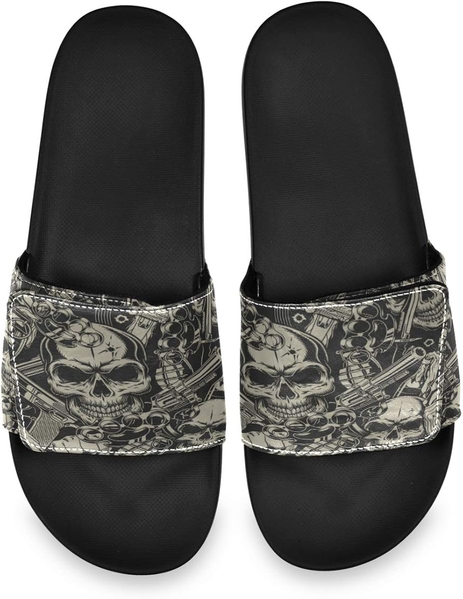 Blueangle Men's Violence Skull Slide Sandal NonSlip Shower Sandals