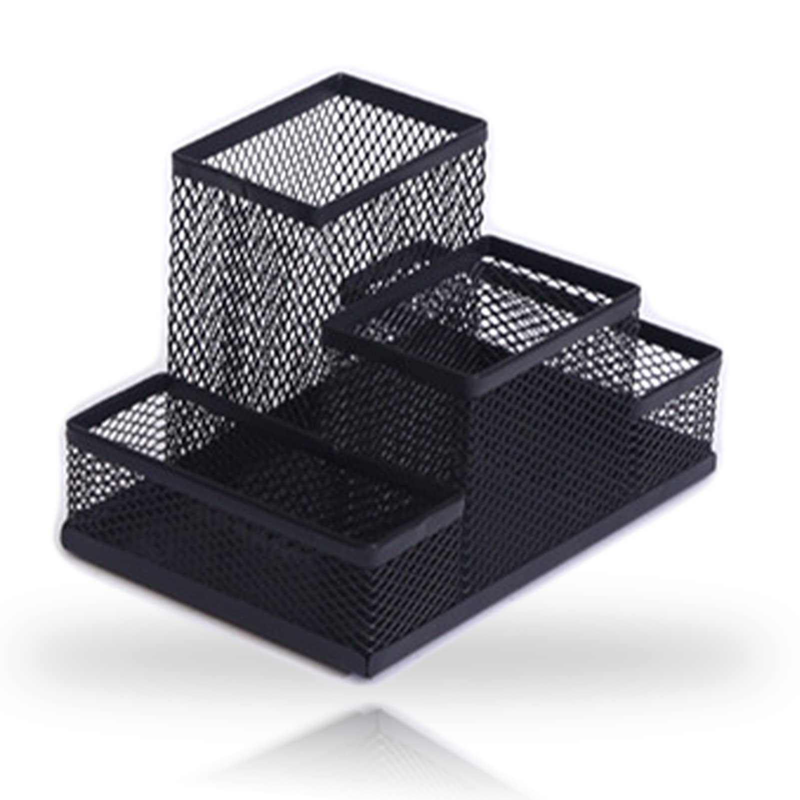Photo 1 of koofull Desk Organizer Desktop Mesh Pen Pencil Holder Caddy with 4 Compartments, Office Home School Classroom Accessories Cool Supplies