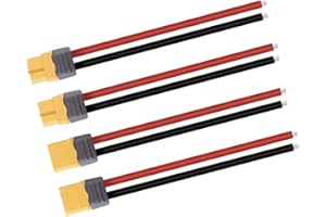 CRAZEPONY 4pcs XT60 Plug Male Female Connector with Sheath Housing Connector with 150mm 12AWG Silicon Wire and 4pcs Rubber Insulation Protective Cap Red Black for RC Lipo Battery FPV Drone