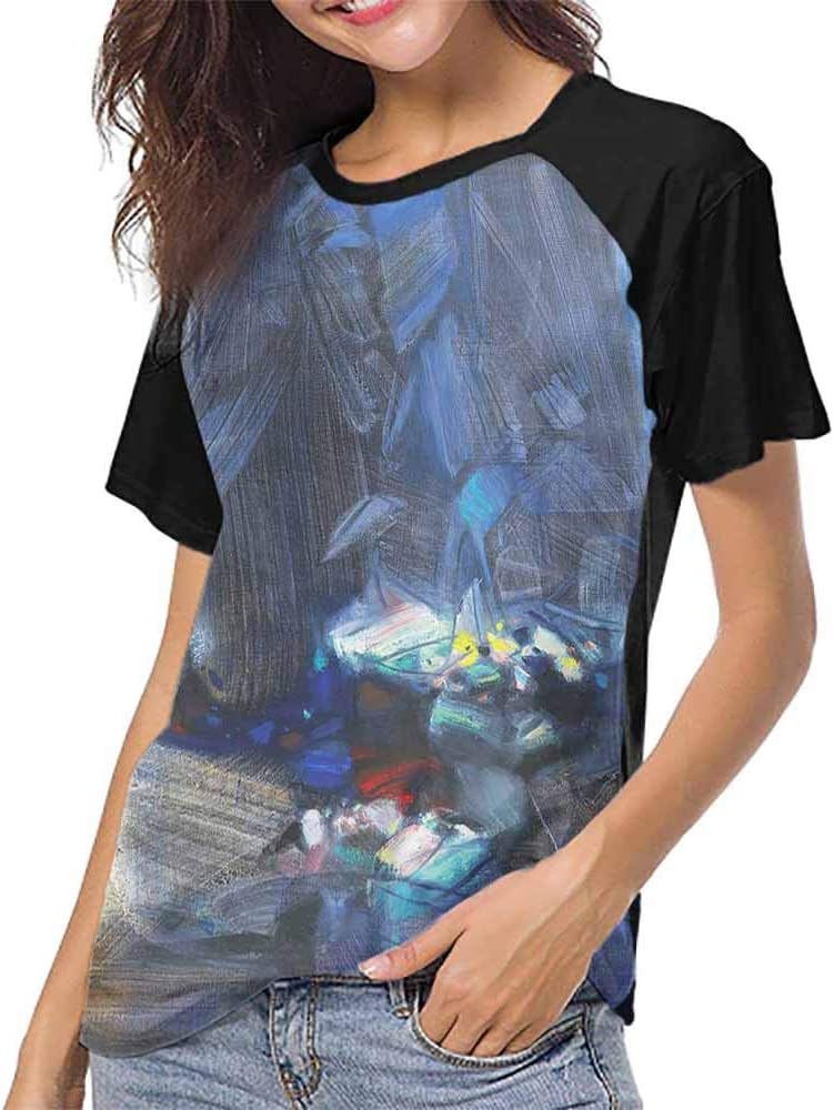 Baseball Tee Shirt,Abstract Modern Art (17) S-XXL Ladies Baseball Tee