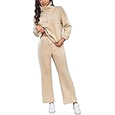 HAOZHIYU Womens 2 Piece Sets Travel Outfits Half Zip Sweatshirt And Wide Leg Sweatpant Airport Outfits for Women