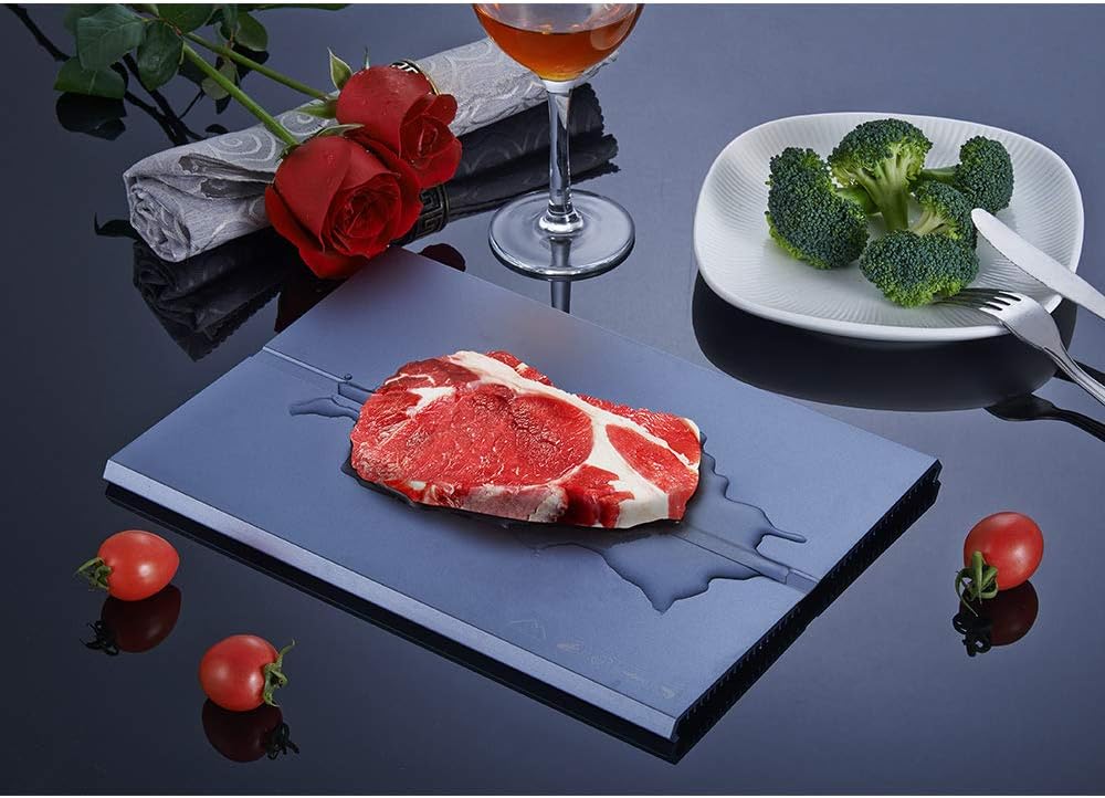WISETOP Thawing Plate Defrosting Tray,without Heating,Zero Energy Consumption,Natural Thawing Frozen Meat or Fish Quickly,Time-saving,Safely,Healthy,Keep Food Fresh and Remain Original Taste