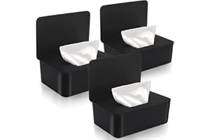 NOVWANG Baby Wipes Dispenser 3 Pack Wipe Holder with Lids, Keeps Wipes Fresh, Refillable Wipes Container with Sealing Design, Bathroom Tissues Wipes Case Box