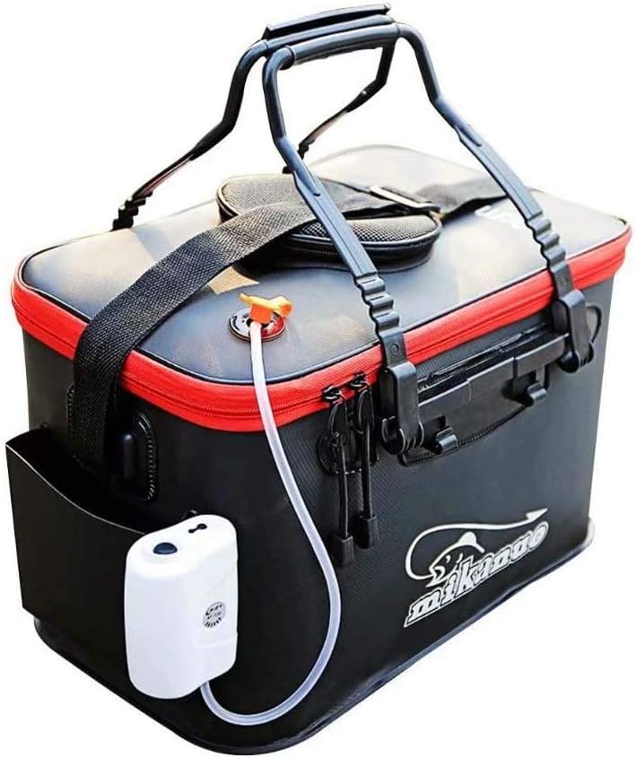 Yuzoe Collapsible Fishing Bucket with Oxugen Pump Folding Fish Container Portable Fishing Bag Multi-fonction EVA Fishing Water Bucket (50# (35L Fishing Bucket + Oxygen Pump))