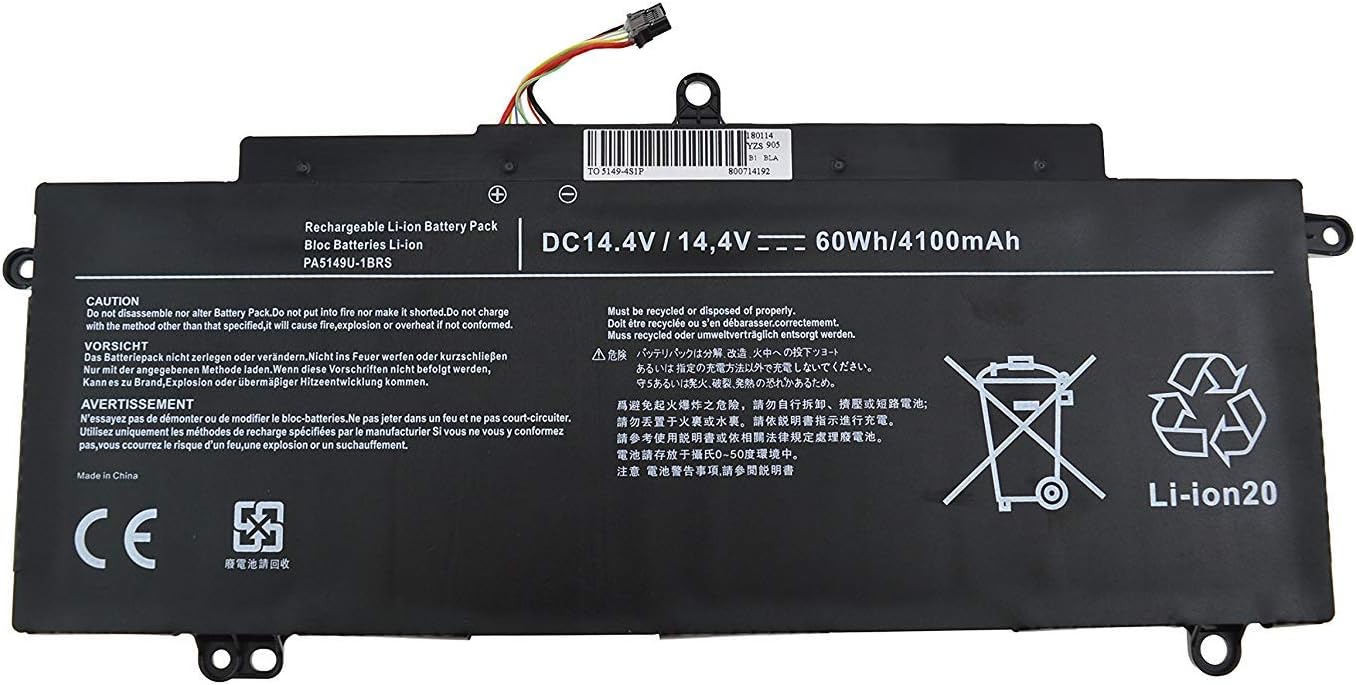 PA5149U-1BRS 4INP7/60/80 (02)1588-5898 Laptop Battery Replacement for Toshiba Tecra Z40-A Z40-B Z40-C Z40-A-10X Z40-A-16Q Z40-C-11P Z40T-A1410 Z50 Z50-A-0DU Z50-A-07Q Z50-A Z50-A-11H(14.4V 60Wh)