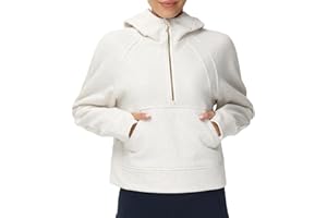 THE GYM PEOPLE Womens' Hoodies Half Zip Long Sleeve Fleece Crop Pullover Sweatshirts with Pockets Thumb Hole
