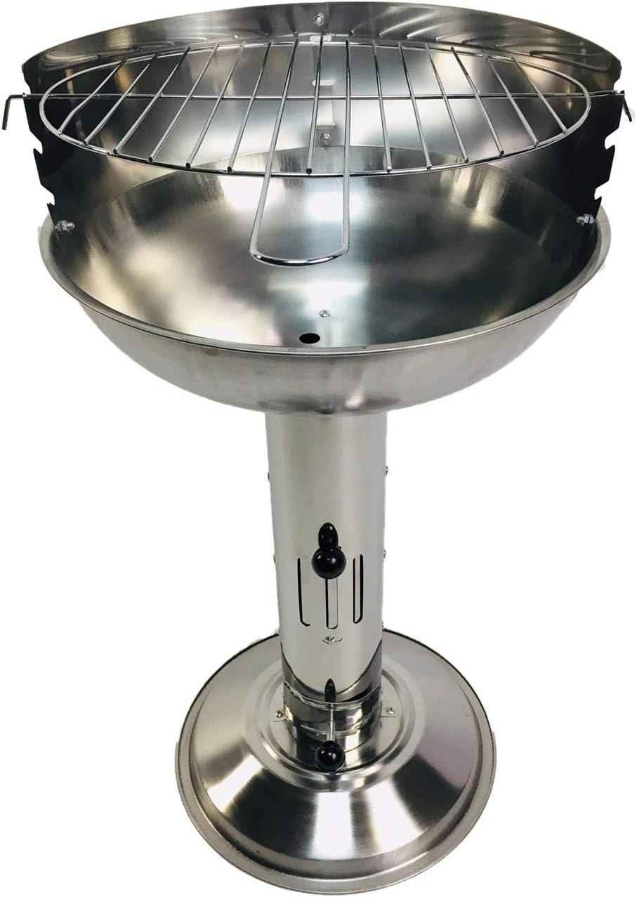 Westerholt Kompakter Säulengrill aus Edelstahl - Grill Gartengrill Holzkohle Holzkohlegrill Rundgrill