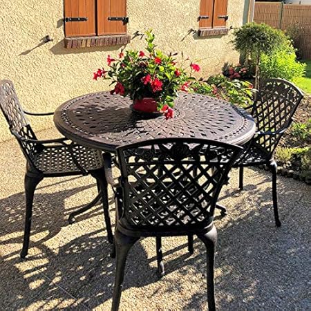 Amazon.de Lazy Susan Alice 120 cm Runder Gartentisch mit 4 Stühlen