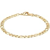 Barzel 18K Gold Plated Figaro Bracelet - Made In Brazil