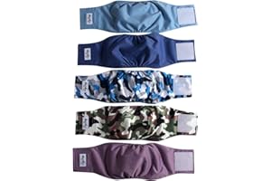 JoyDaog Reusable Dog Belly Bands for Male Dogs Diapers,5 Pack Premium Washable Dog Diapers Male Puppy Nappies Wrap,M