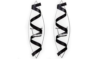 LILY'S HOME Lily‘s Home Black Metal Candle Holders,Set of 2 - Decorative Wall Sconces with Spiral Ribbon Design | Wrought Iron Tealight Candle Sconce for Living Room,Bedroom,Hallway,Wedding & Party,12 Inch Long