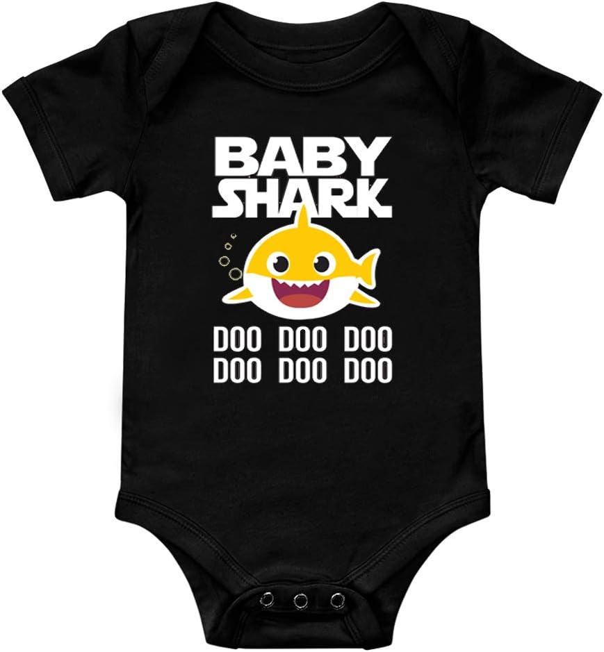 Infant Bodysuits (BLK-18M) Printed with Baby Shark doo doo doo(Yellow Fish) Design