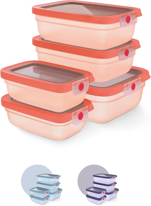 oneClick, Set de 5 recipientes para almacenar alimentos, Naranja — foto 2 de 8