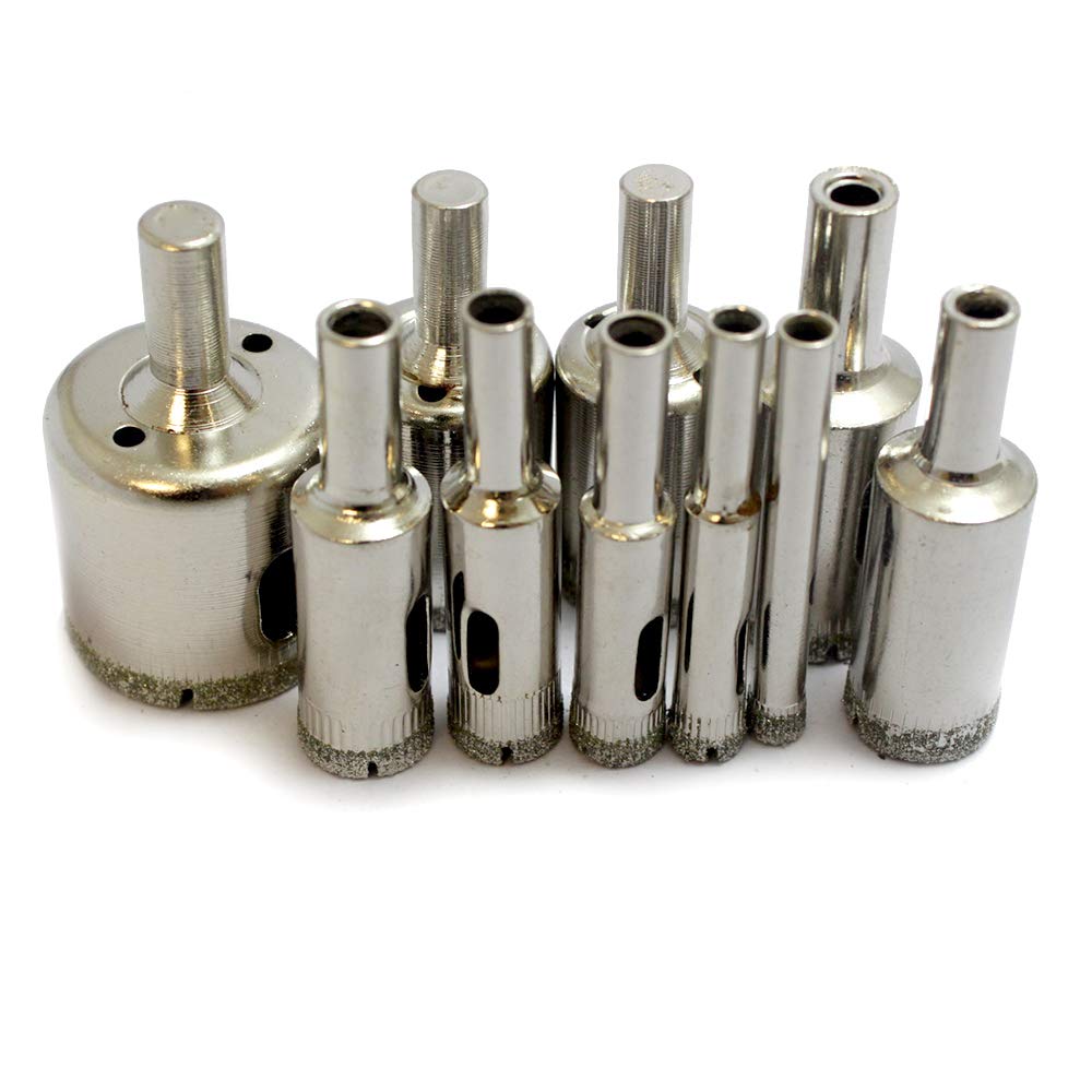 Oudtinx Diamond Drill Bit Set, 10 PCS Glass Hole Saw for Tiles Glass Ceramic Marble Bottles DIY,6mm - 30mm