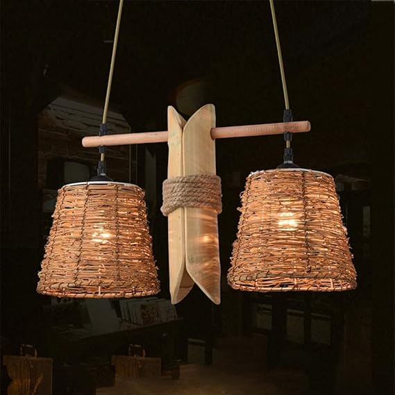 Erwa Iluminación Colgante, Luces Colgantes De Bambú De RatáN Cuerda De