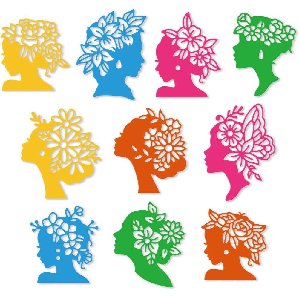 DELORIGIN Lady Avatar Die Cuts for Card Making, Carbon Steel Die Cuts, Fairy Flower Cutting Dies Frame Stencils Scrapbooking Embossing Template Dies for Crafting DIY Photo Album Paper Scrapbooking