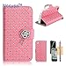 iPhone 4 Case, iPhone 4S Case, Nccypo Fashion Bling Twinkling Crystal Folio Leather Slim Protective iPhone 4 4S Shell Cover For Apple iPhone 4/4S[Metal Wrist Wallet-Pink] with Stylus, Screen Protector and Cleaning Cloth