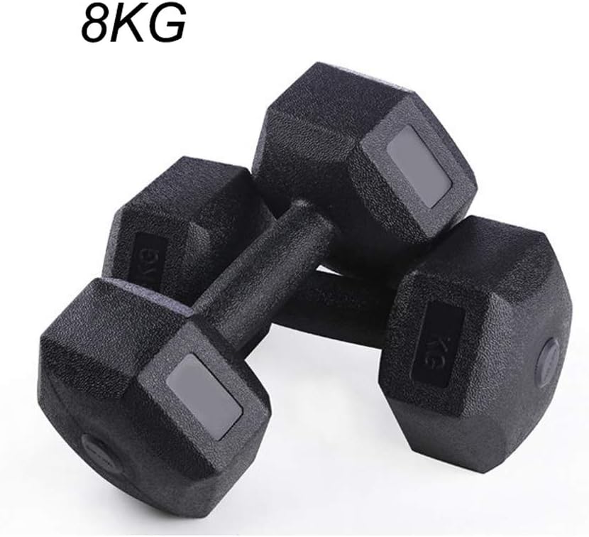 King Boutiques Dumbbell Hex Dumbbell Free Weight Rubber Coated Black Pair Dumbbell Exercise Arm Muscle Home Fitness Equipment 12kg Sports Equipment (Color : Black, Size : 8kg)