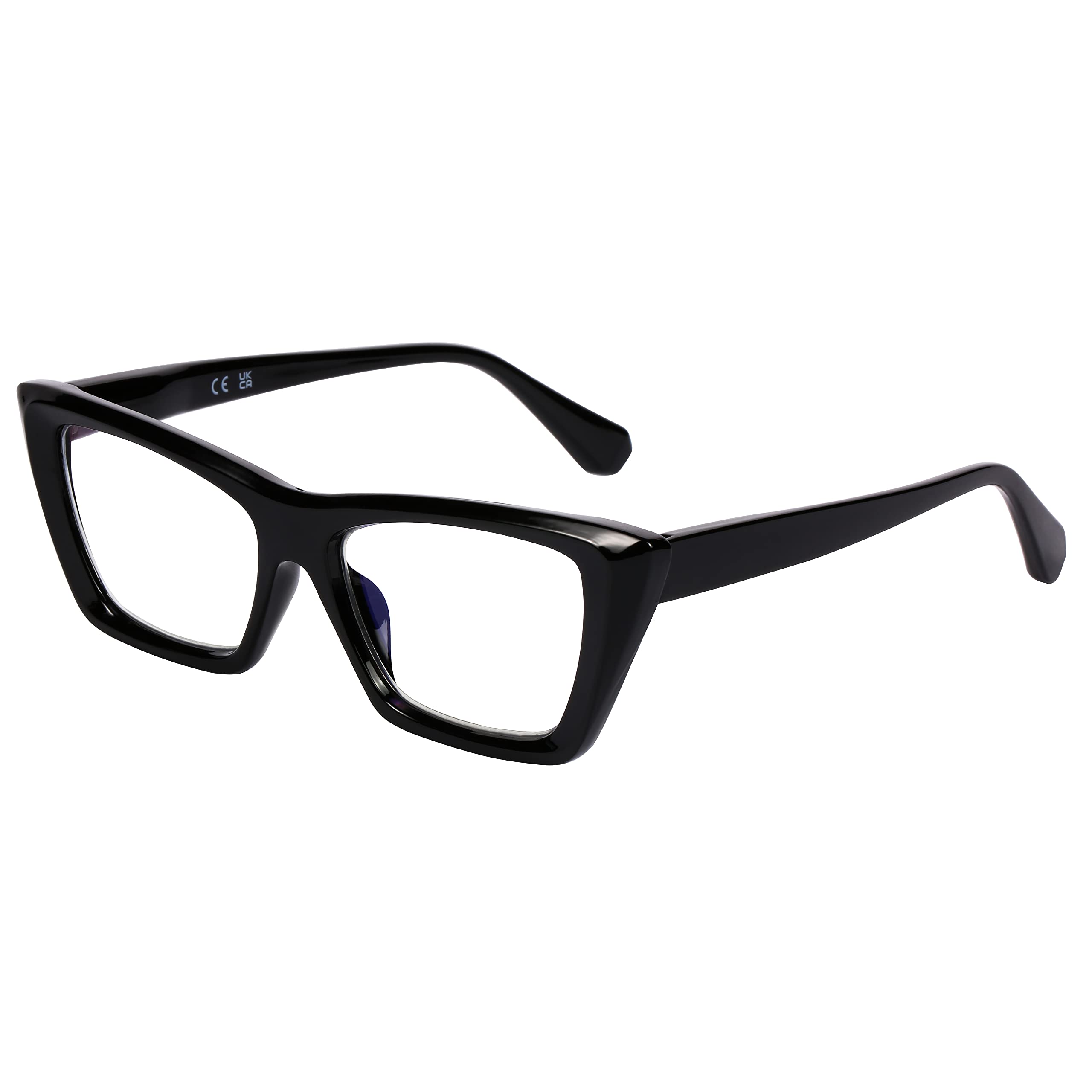 DOOViC Reading Glasses 1.0 Womens Black Cat-Eye Frame Blue Light Blocking Computer Readers