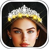 Urieo Light up Rhinestone Tiara LED Silver Crown Headband Glow Wedding Birthday Headpiece for Women