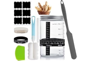 Premium Sourdough Starter Kit,34 oz with Cloth Cover,Date Tracker,Thermometer and Scraper,measuring spoon,Wide Mouth Jar Cove