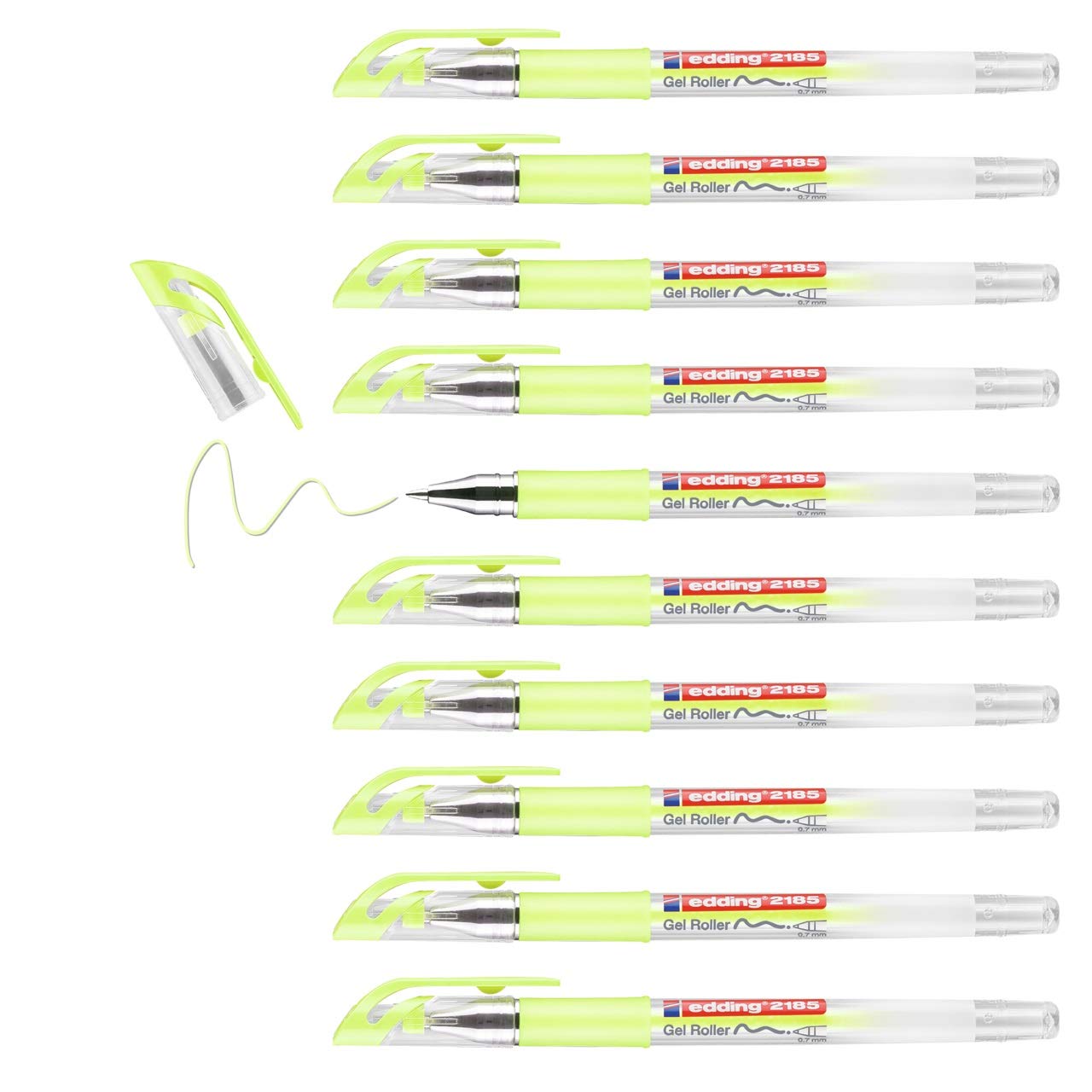 edding 2185 gel roller - pastel yellow - box of 10 - 0.7 mm - gel pen for writing, drawing, colouring mandalas, bullet journals - pastel gel pen, colour gel pen