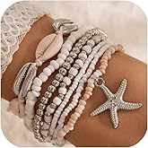 LLAFY Shell Bracelet for Women Beach Accessories Starfish Bracelet Seashell Charm Summer Bracelets for Women Summer Jewelry