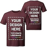 Custom T Shirts for Men Women, Personalized Shirts with Photo Logo Text, Customized T-Shirt Front & Back Print
