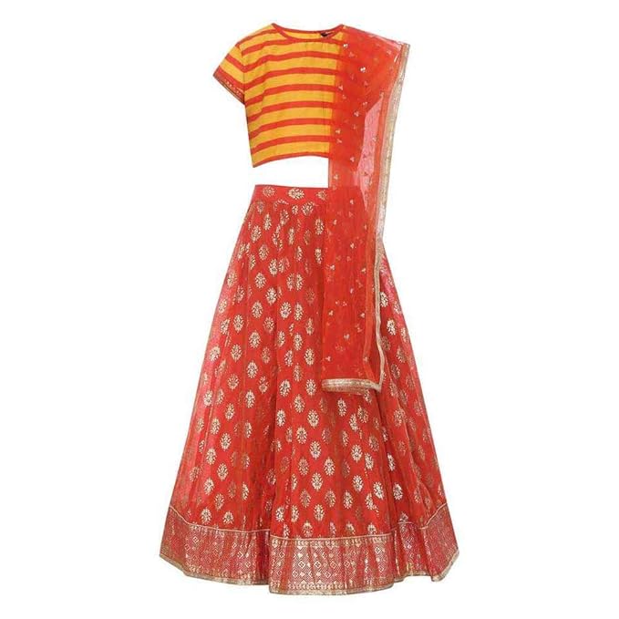 Girl's synthetic Ghagra Choli (205047406_ Red_ 6 Years)