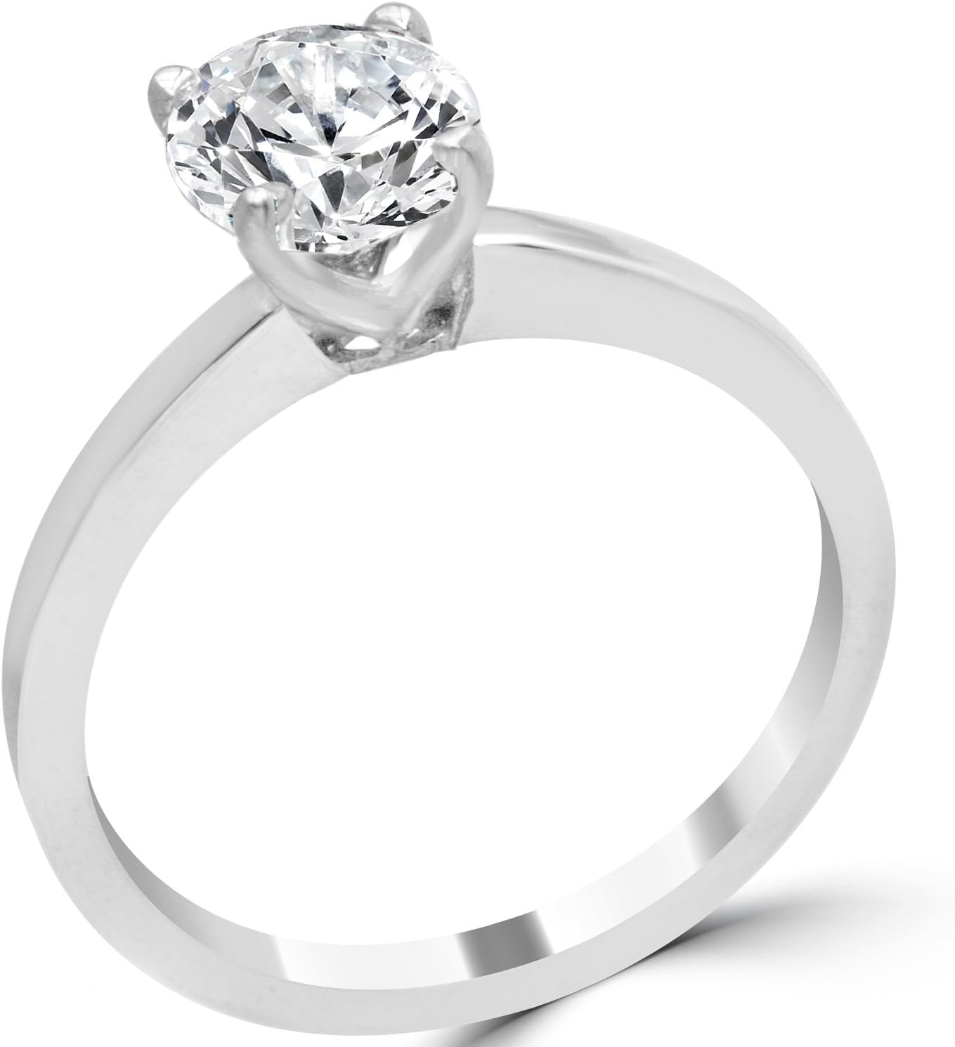 1.14 carat J-K colour VS1-VS2 clarity Round cut certified engagement ring set in 14 karat solid white gold