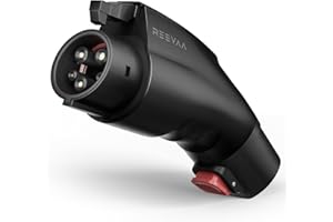 REEVAA Tesla to J1772 Adapter [Fit for All J1772 EVs] [Military-Grade Safety], Max 60A 250V Charging Adapter for Tesla Wall/Destination/Mobile Chargers, Security Lock (Black)