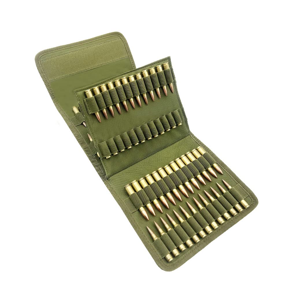 Dovodo Tactical Molle 100 Rounds Nylon Rifle Pistol Bullet Cartridge Ammo Ammunition Shell Carrier Holder Case Magazine Pouch for 7.62x39mm .38 Cal. 30-30 30-06 9mm .357 .410 6.5 Creedmoor