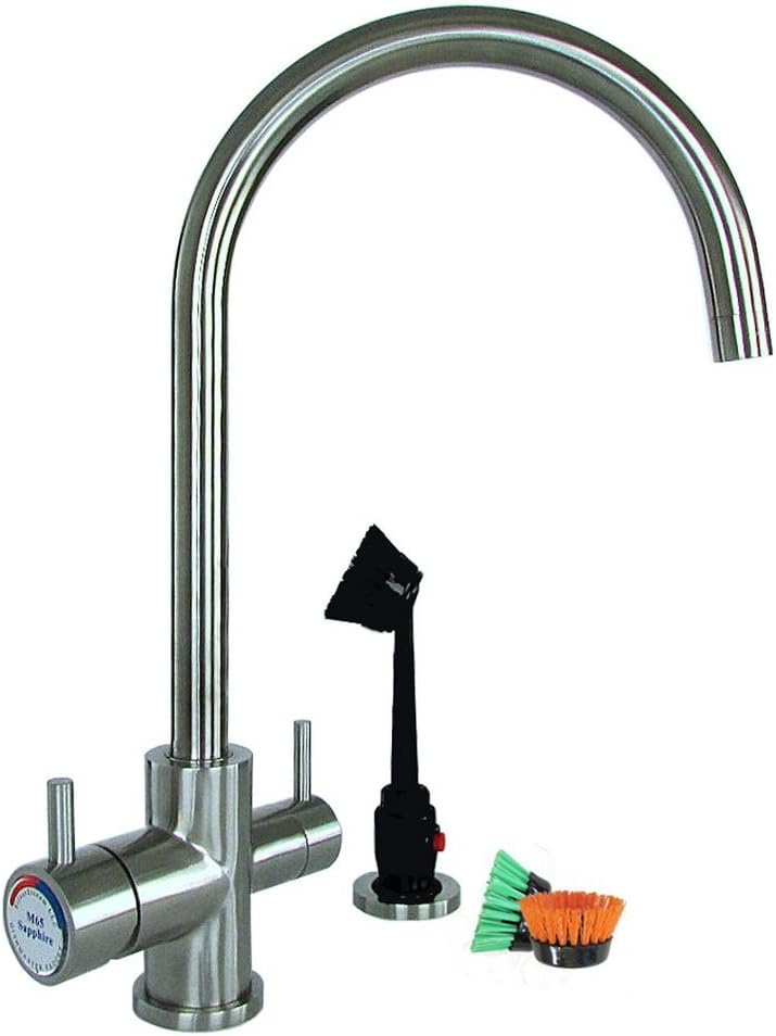 Dishmaster M65SHA Sapphire Kitchen Faucet - High Arc Spout - Stainless Steel - Satin Brushed Finish
