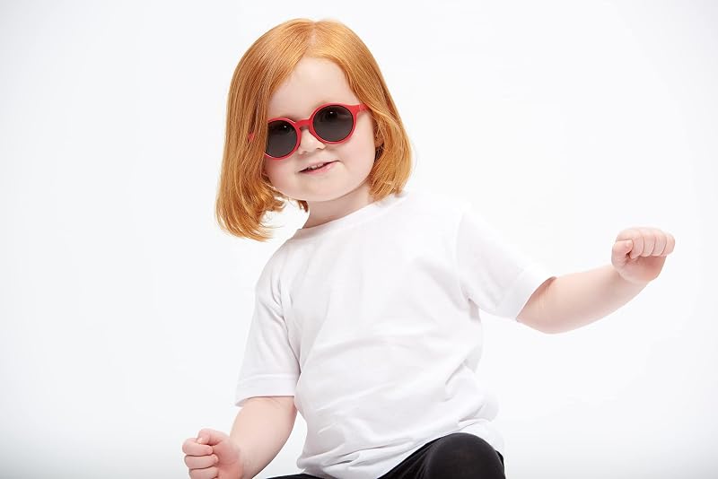 , Occhiali da Sole per Bambini 2-4 anni, 100% protezione UV - CAT 3, Protezione laterale, Comfort ottimale, Aste regolabili a 360°, Rosso