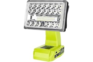 CHOERINTON for Ryobi Work Light Cordless Led Work Light Rechargeable Jobsite Light for Ryobi 18V Lithium Battery Outdoor Battery Powered Floodlight USB Charging Port for Car Repair Hiking Camp Garage