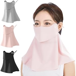 BALANCE BLOOM UPF 50+ Cooling Face Mask – Breathable Mouth Opening, Washable UV Protection for Golf Hiking Cycling