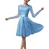 Produktbild von Carnivalprom Damen Spitze Hochzeitskleid Brautkleid Mit Ärmeln Sheer Rundhals Abendkleider (42, Elfenbein