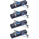 WENS JOOY 4 Pack Reading Glasses for Men Readers Blue Light Blocking with Case (Black, 1.75, multiplier_x)