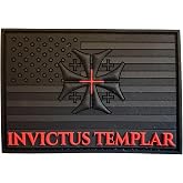 Invictus Templar Modern Crusader Cross PVC Tactical Patch &ndash; Hook Backed Morale Patch for Plate Carriers, Backpacks, Hats and Tactical Gear- Slap &amp; Go - 3.25" x 2" - Black, White &amp; Red