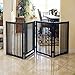 WELLAND Freestanding Wood Pet Gate with Walk Through Door Espresso, 88-Inch Width, 32-Inch Height (Set of Support Feet Included)