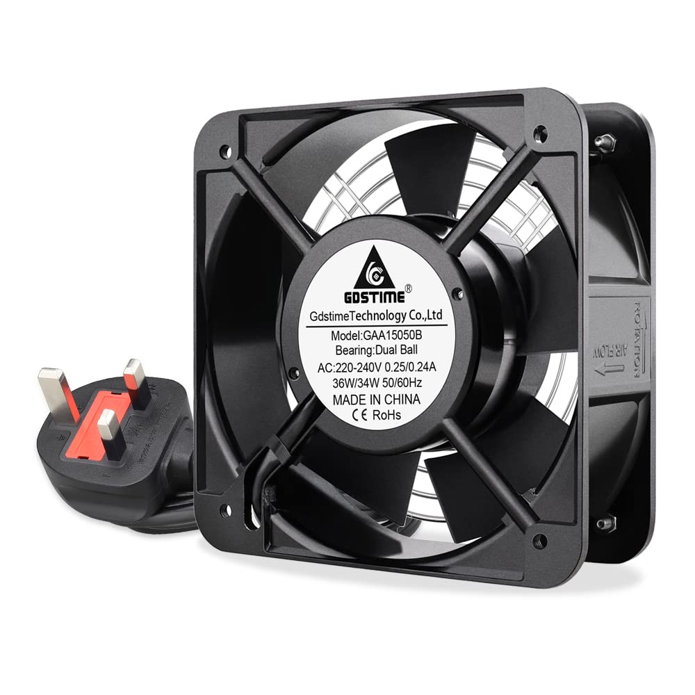 GDSTIME AC 15050 150mm x 50mm 220V 230V 240V Dual Ball Bearing Axial AC Cooling Fan for Computer Server Rack DIY Ventilation Exhaust Big Airflow