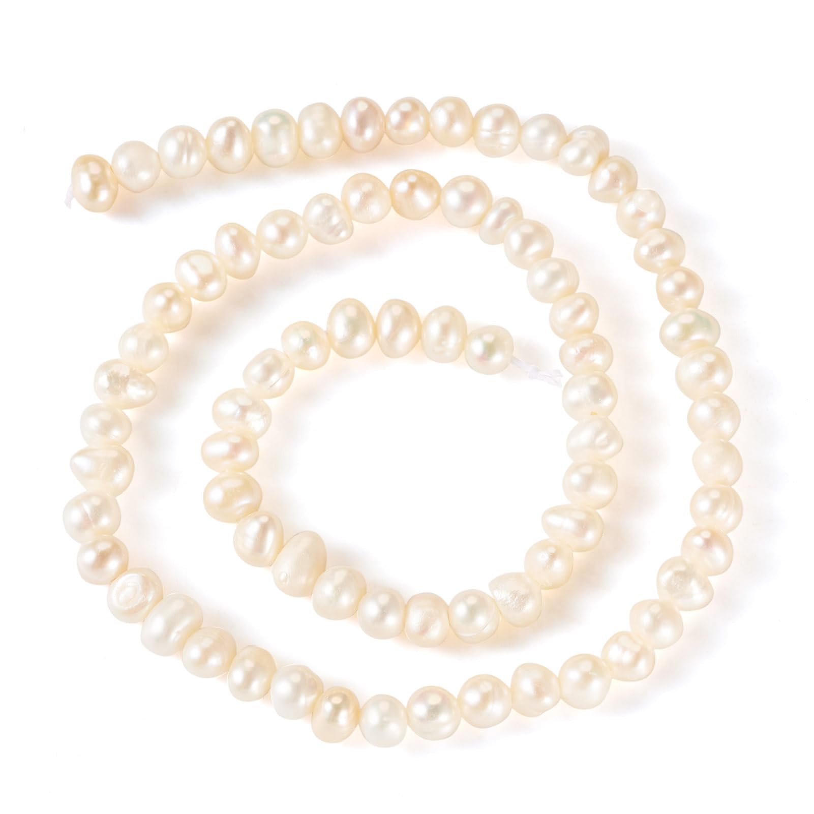 Beadthoven 1 Strand Natural Cultured Freshwater Pearl Beads Seashell Color Potato Shape Freshwater Pearl Beads for Necklace Bracelet Jewelry Making, Hole: 0.7mm — image 1