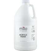 milo Fluorescent White Neon UV Acrylic Paint, 64 oz Half Gallon Bottle | Glows UV in Black Light, Non-Toxic, Made in USA, Bulk Art Paint for Party, Student, Classroom, Artist, Painting in the Dark